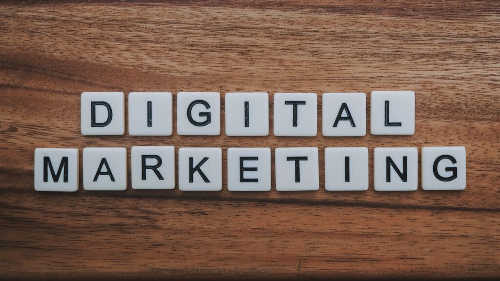 Digital marketing spelling out  digital marketing on tiles